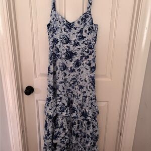 ABERCROMBIE Tiered Floral Blue Maxi Dress